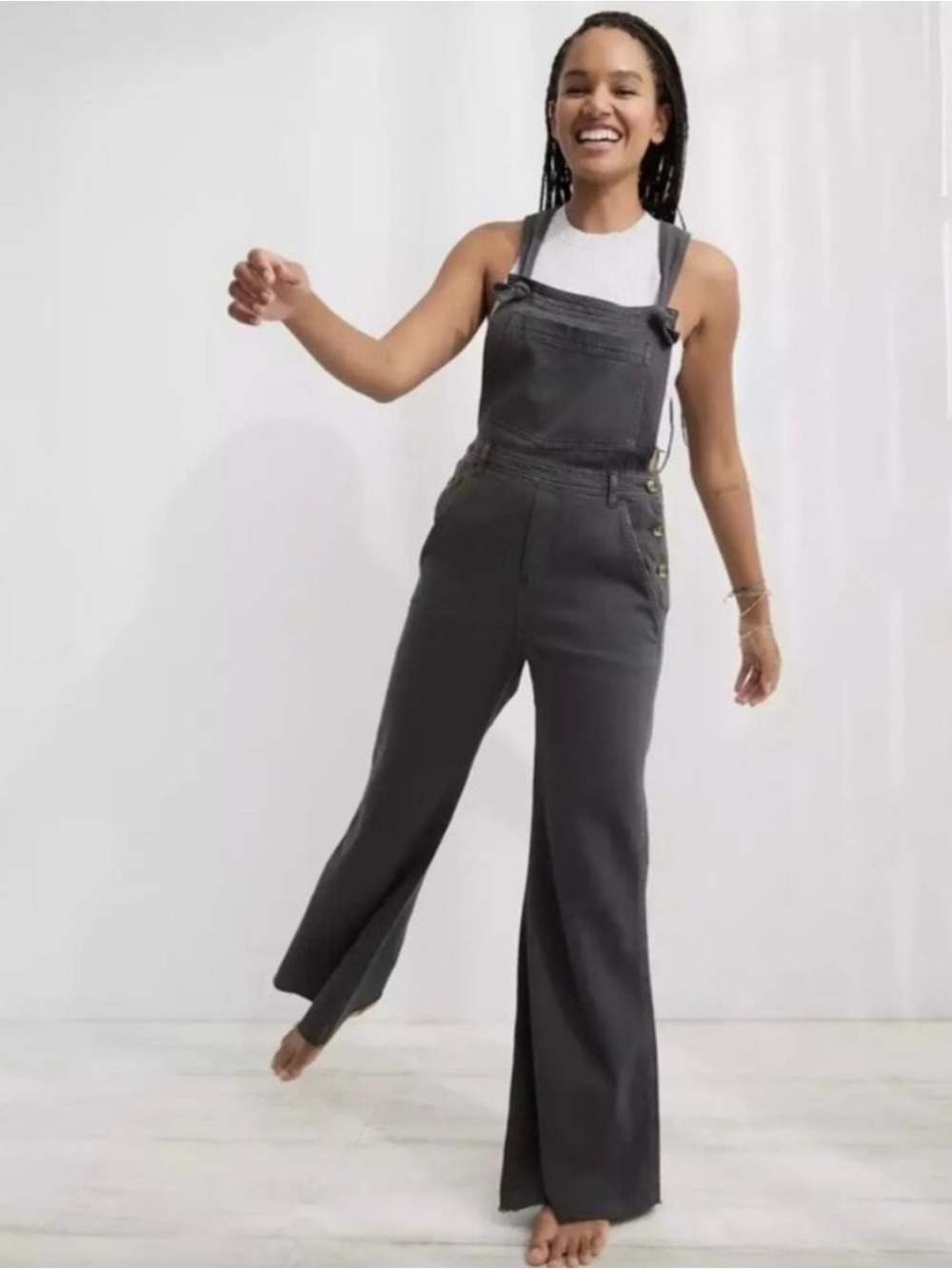Aerie Wide-Leg Denim Overalls